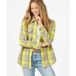 Outerknown blanket shirt organic cotton | Electric Lime Jones Plaid | XS/S | EUC